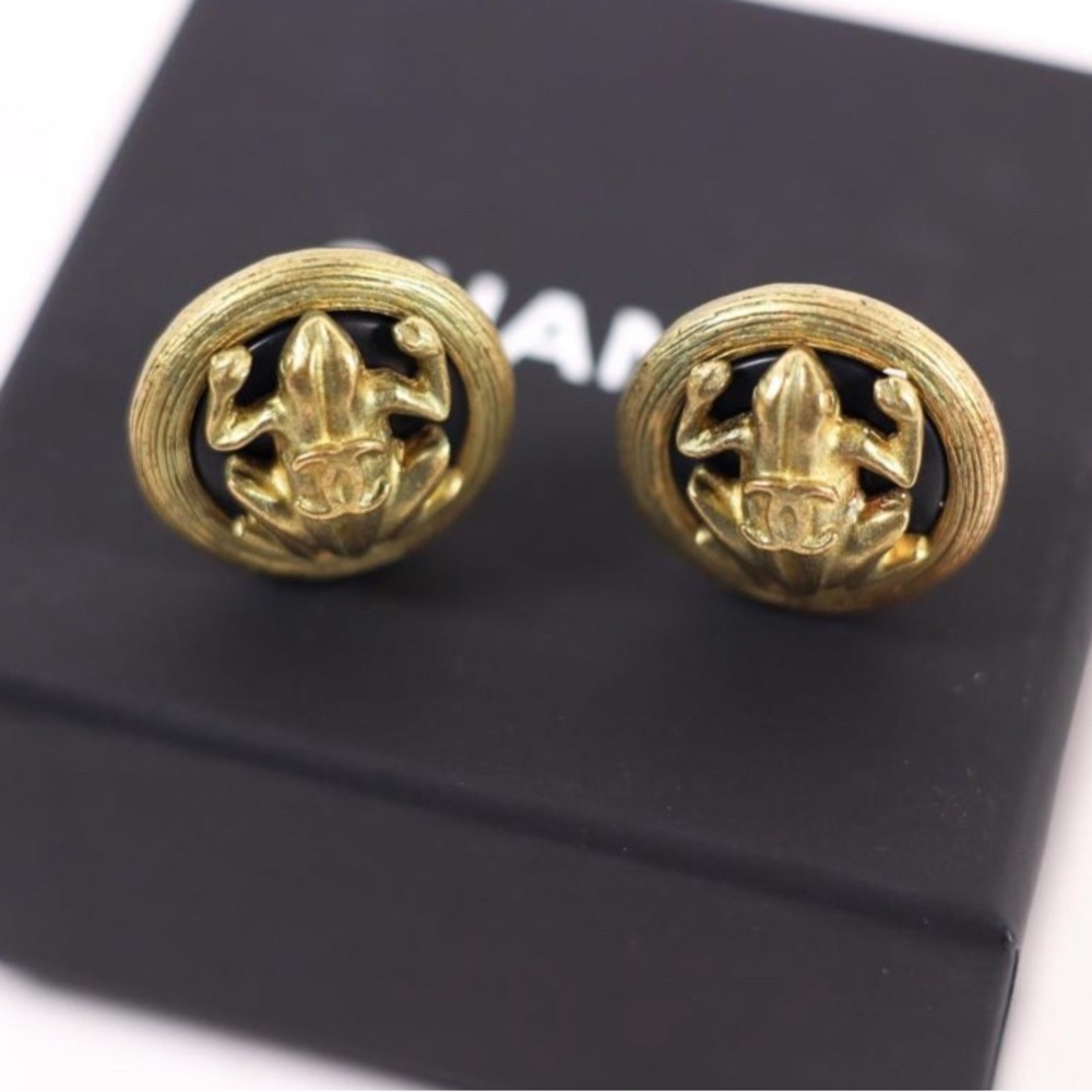 Chanel 1994 Frog Earrings with box as shown